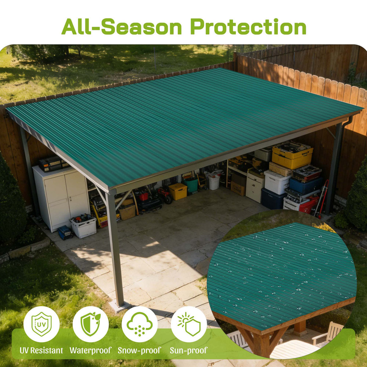 25 Pcs Plastic Roof Panels, 60.2" Corrugated Roofing Sheets with Steel Screws for Pergola, Gazebo, Shed, Patio, Garages,Green (Set of 25)
